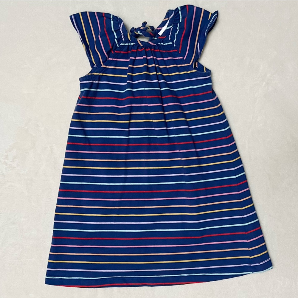 Hanna Andersson Size 110 (US 5) Rainbow Stripe Dress Navy Multi Color